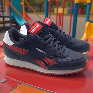 Reebok Royal CL Jog 3.0 Kids Sneakers Size 1 Navy Red White Retro Runner NIB